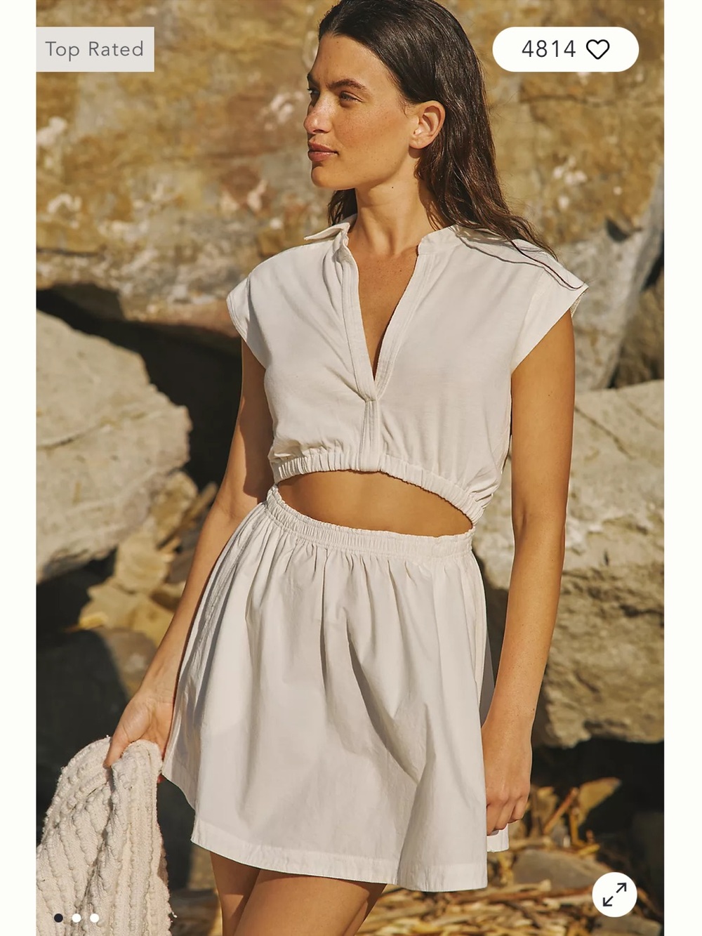 Anthropologie White Mini Dress with Waist Cutout